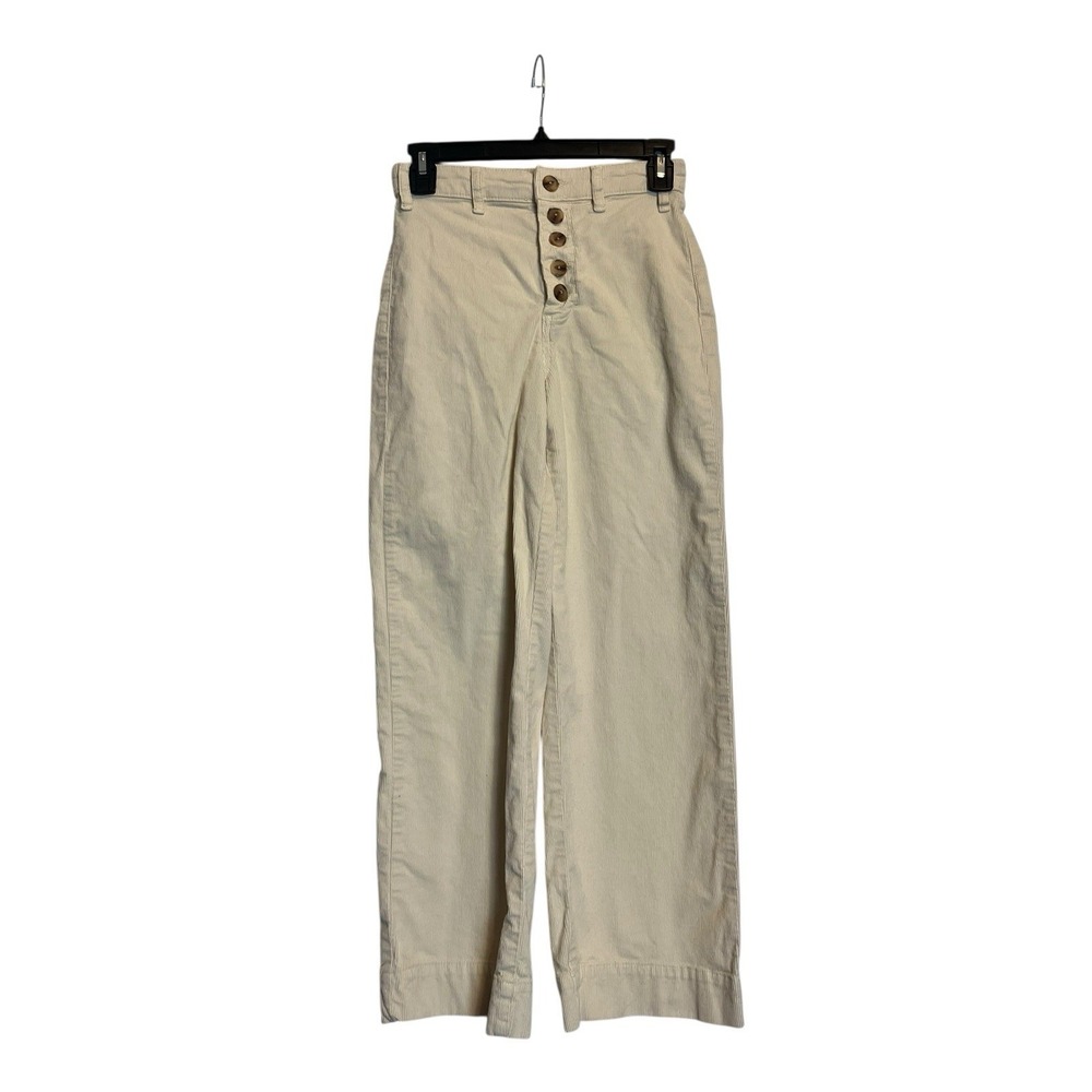 Marine Layer Bridget Corduroy Pant Size 2 Ivory Beige Women's Straight Leg Crop